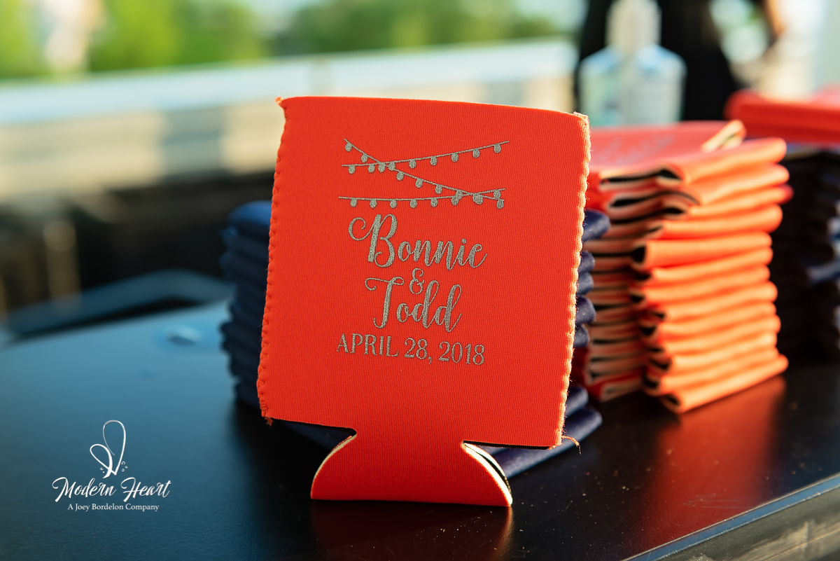 Louisiana wedding koozie favors 