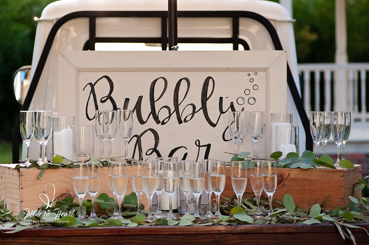 Champagne/bubbly bar at Louisiana wedding