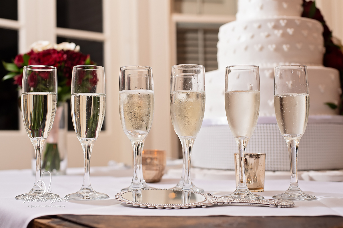 champagne glasses at wedding in louisiana